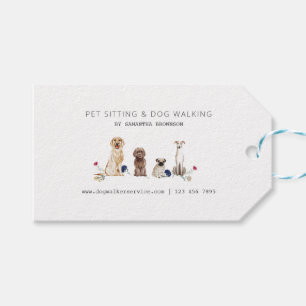 Etiqueta Para Presente Serviços de Cuidado de Cachorro e Passeio de Cães