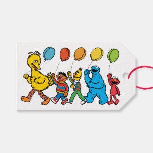 Etiqueta Para Presente Sesame Street Pals Balões Aniversário Obrigado