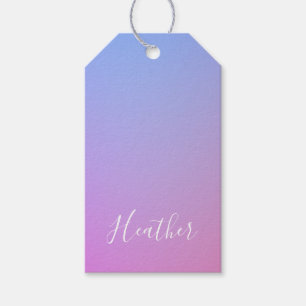Etiqueta Para Presente Seu Nome ou Palavra   Gradiente Rosa e Azul Roxo