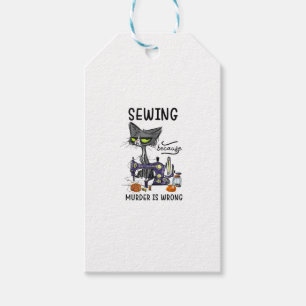 Etiqueta Para Presente Sewing Porque O Assassinato É Um Gato Engraçado Er