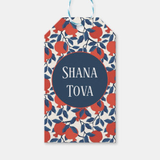 Etiqueta Para Presente Shana Tova Design Botânico de Romã | Elegante