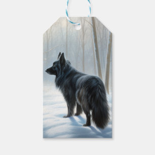 Etiqueta Para Presente Sheepdog belga deixa nevar o Natal