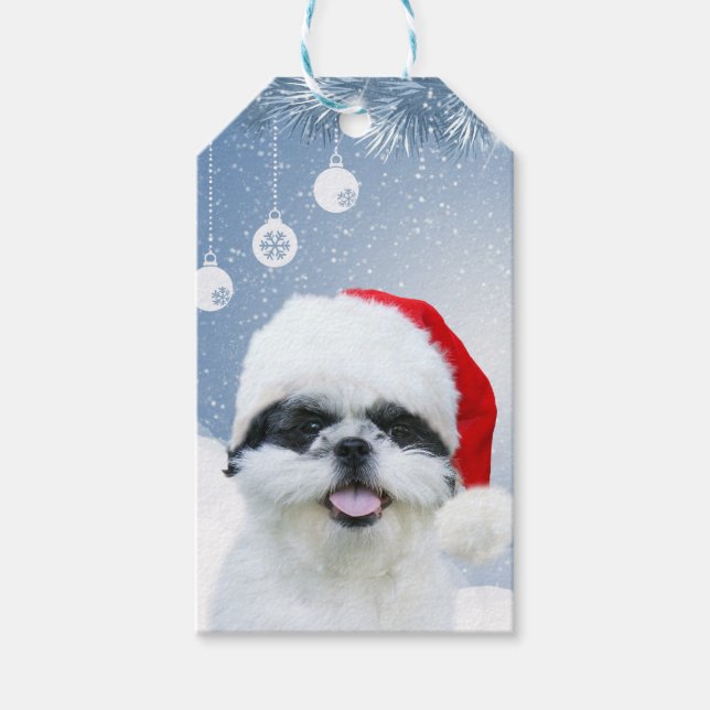 Etiqueta Para Presente Shih Tzu Christmas (Frente)