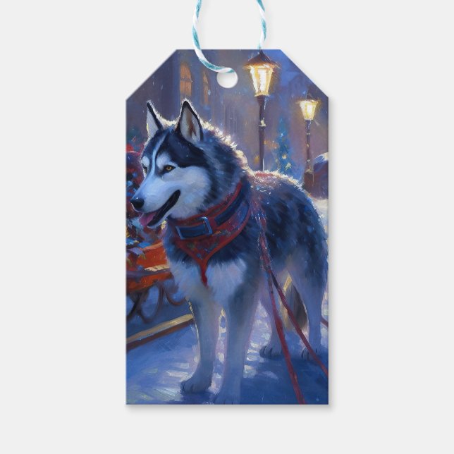 Etiqueta Para Presente Siberian Husky Natal Fesason (Frente)