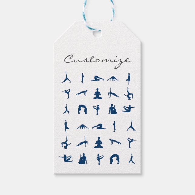 Etiqueta Para Presente Silhouette Yoga Poses Thunder_Cove (Frente)