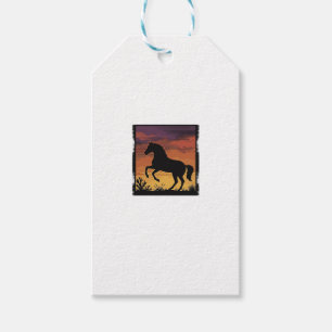 Etiqueta Para Presente Silhueta de Cavalo do Pôr do Sol Vintage Gravura O