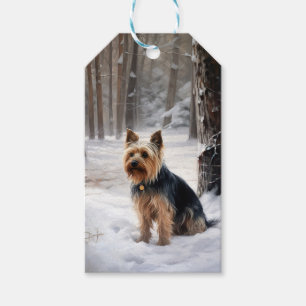 Etiqueta Para Presente Silky Terrier Deixe Nevar Natal