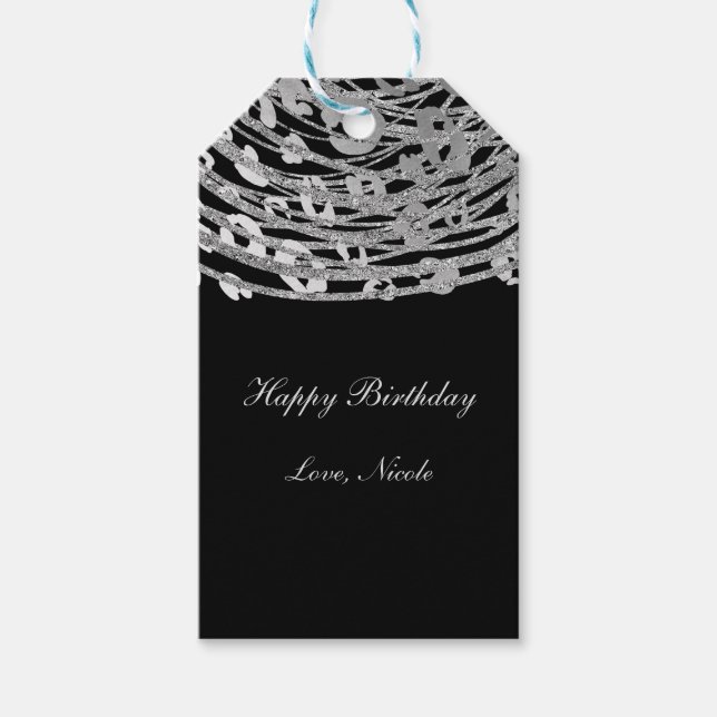 Etiqueta Para Presente Silver Glam Cheetah Impressão Exotic Animal Print (Frente)