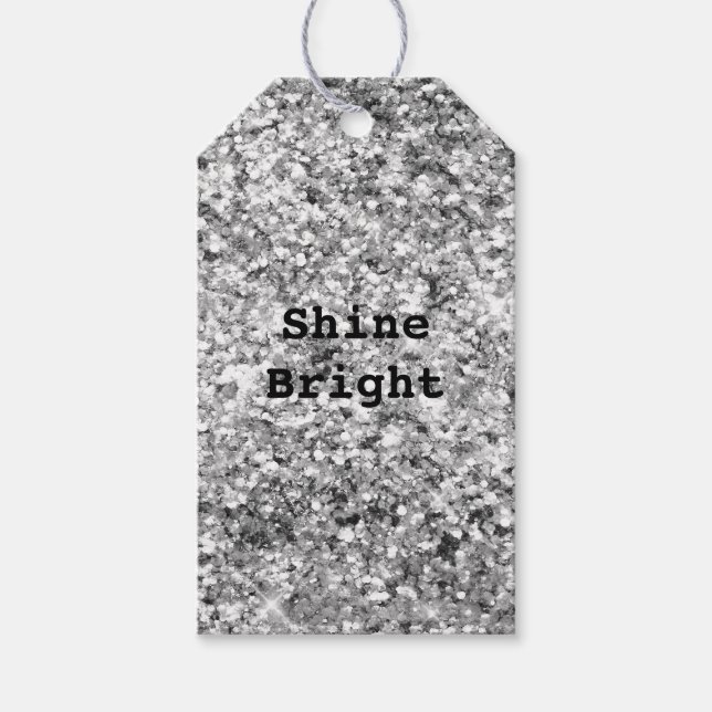 Etiqueta Para Presente Silver Glitter Sparkle (Frente)
