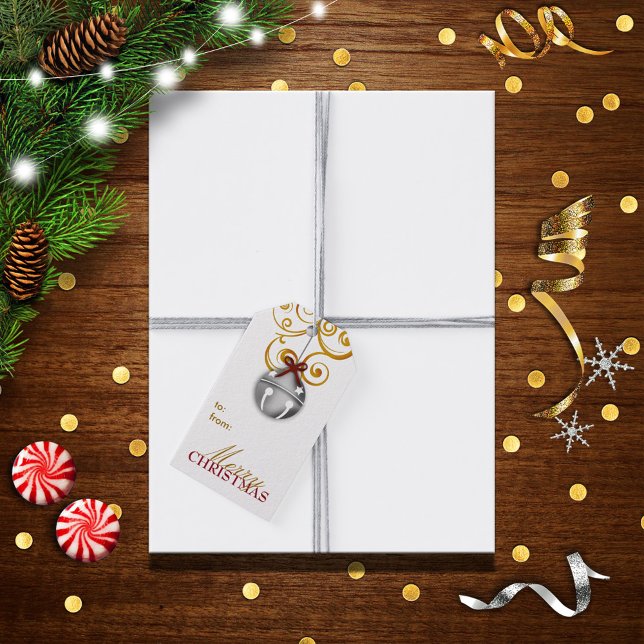 Etiqueta Para Presente Silver Jingle Bell Feliz Natal (Criador carregado)