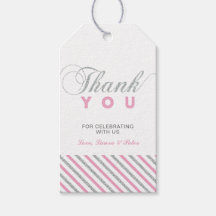 Silver & Pink | Tags de Agradecimento Modernas par