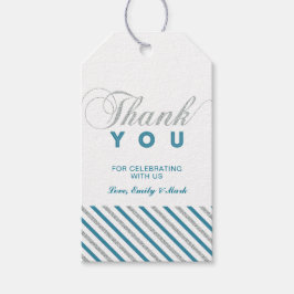 Etiqueta Para Presente Silver & Teal | Tags de Agradecimento Modernas par