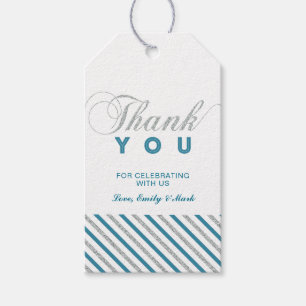 Etiqueta Para Presente Silver & Teal Tags de Agradecimento Modernas par