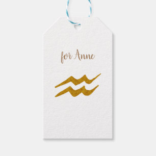 Etiqueta Para Presente Símbolo de Astrologia do Ouro Aquarius