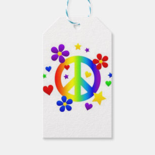 ETIQUETA PARA PRESENTE SÍMBOLO DO HIPPIE DA TINTURA DO LAÇO DO AMOR DA