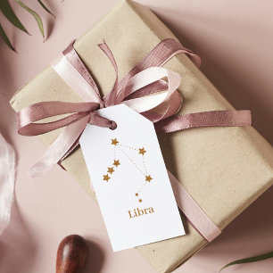 Etiqueta Para Presente Símbolo Zodiac Moderno Dourado Libra Ar de eleme