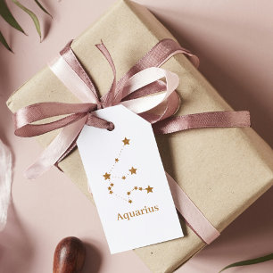 Etiqueta Para Presente Símbolo Zodíaco Moderno Aquário Dourado Ar de el