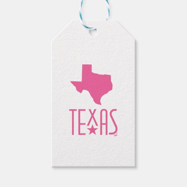 Etiqueta Para Presente Símbolos do Texas, estado do Texas, rosa (Frente)