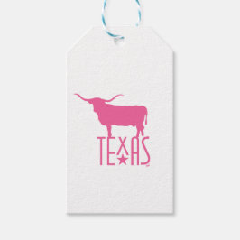 Etiqueta Para Presente Símbolos do Texas, Longhorn, rosa