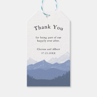 Etiqueta Para Presente Simple Elegant Blue Mountain Wedding Thank You
