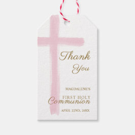 Etiqueta Para Presente Simple Pink Cross Thank You First Holy Communion