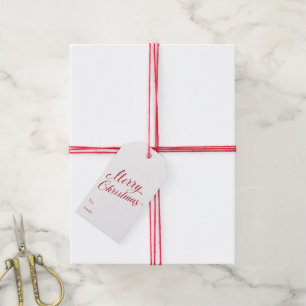 Etiqueta Para Presente Simples Elegante - Script Vermelho Moderno Natal
