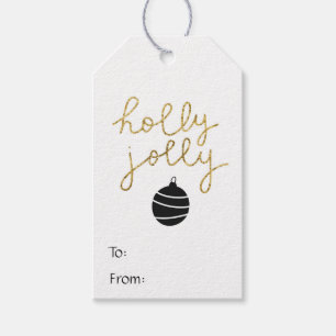 Etiqueta Para Presente Simples Enfeites de natal preto holly jolly