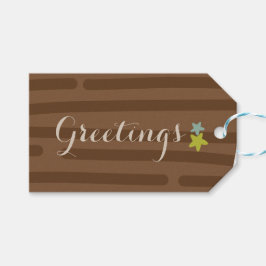 Etiqueta Para Presente Simples Escuro Marrom Listrado Minimalista