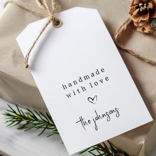 Etiqueta Para Presente Simples feito à mão com coração de amor   Preto e 