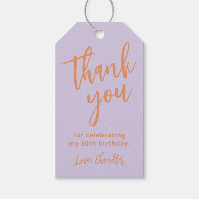 Etiqueta Para Presente Simples Lilás Roxo Aniversário Obrigado (Frente)