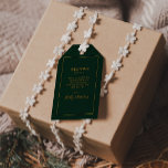 Etiqueta Para Presente Simples Natal Elegante | Boas-vindas ao Casamento<br><div class="desc">Este simples e elegante Natal | as etiquetas de presentes de boas-vindas são perfeitas para o seu casamento no inverno moderno minimalista. A clássica caligrafia de luxo de ouro, junto com o tradicional fundo verde, tudo junto com um quadro mínimo, é certo que completará a vibração colorida que você está...</div>