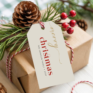 Etiqueta Para Presente Simples Nome de Família Natal Minimalista