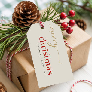 Etiqueta Para Presente Simples Nome de Família Natal Minimalista