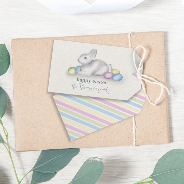 Etiqueta Para Presente Simples pastel Felz pascoa coelho cônico clássico (Criador carregado)