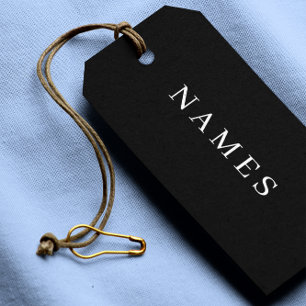 Etiqueta Para Presente Simples Preto Personalizado Adicionar Seu Nome Ele