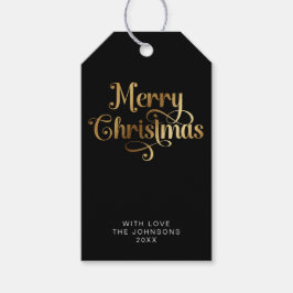Etiqueta Para Presente Simples Retron Black & Dourado Feliz Natal