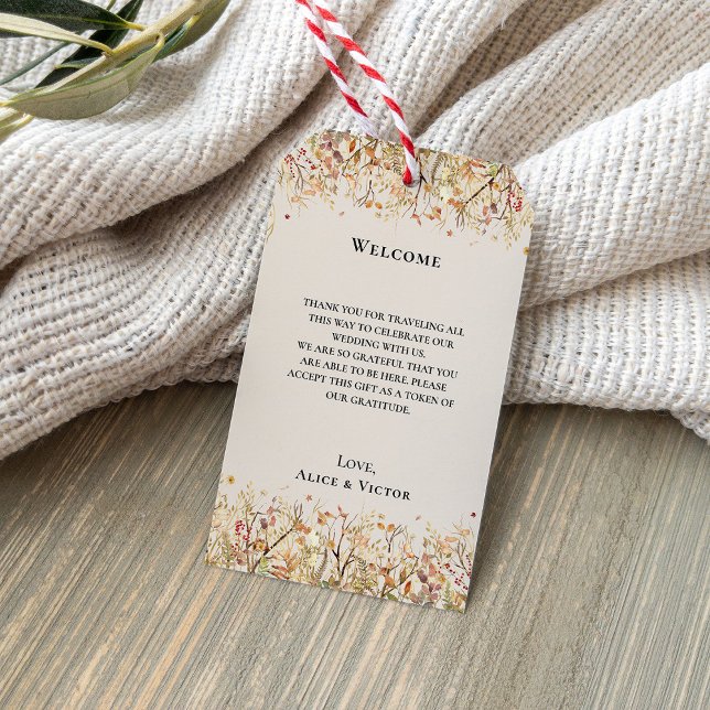 Etiqueta Para Presente Simples Rustic Fall Beige Weding Welcome (Criador carregado)