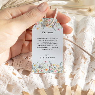 Etiqueta Para Presente Simples Wildflower Fern Dusty Blue Weding Bem-vind