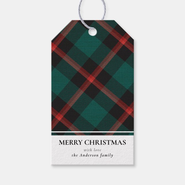 Etiqueta Para Presente Simples Xadrez Verde de Buffalo (Frente)