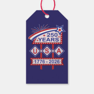 Etiqueta Para Presente Sinal de Marquee do 250º Aniversário Retro EUA 177