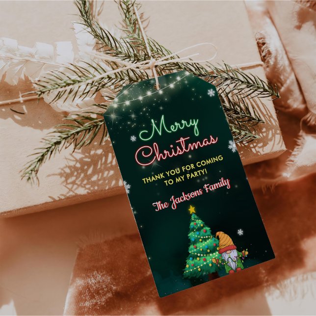 Etiqueta Para Presente Sinal Neon de Natal Engraçado Festa  (Criador carregado)