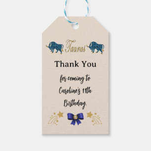 Etiqueta Para Presente Sinal Zodíaco Dourado Glitter Taurus Aniversário