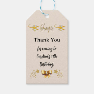 Etiqueta Para Presente Sinal Zodíaco Dourado Sinal Glitter Scorpio Aniver