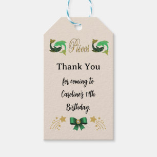 Etiqueta Para Presente Sinal Zodíaco Pintado de Peixes Dourados de Litera