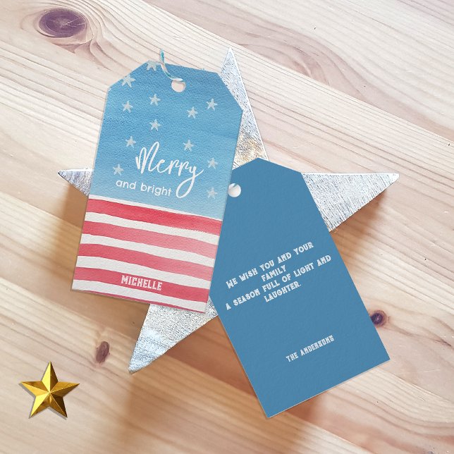 Etiqueta Para Presente Sinalizador de Aquarela Moderna Patriótica (Criador carregado)