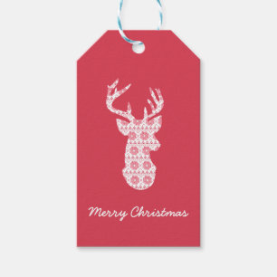Etiqueta Para Presente Sinalizador de Natal do Knit Winter Reindeer