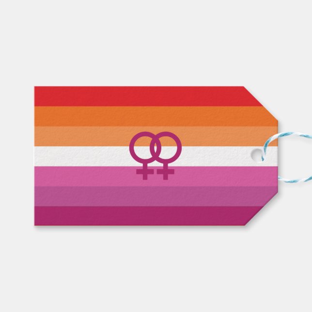 Etiqueta Para Presente Sinalizador do Orgulho Lésbico WLW (Frente (horizontal))