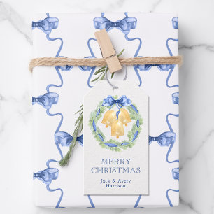 Etiqueta Para Presente Sinos ou Sinais de Natal em Aquarela para Casament