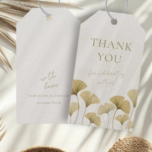 Etiqueta Para Presente Sinple Faux Dourado Ginkgo Casamento Favor Dagas d
