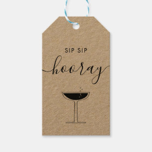 Etiqueta Para Presente Sip Sip Hooray Casamento Borracha Vidro de Champan